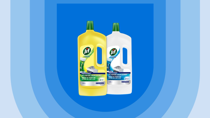 two bottles of jif cream sit next to each other