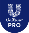 a blue and white logo for unilever pro