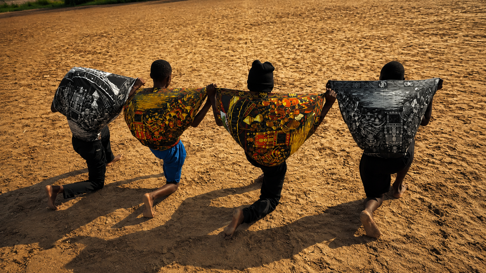 Models holding scarf from the Because of War Study 001 collection