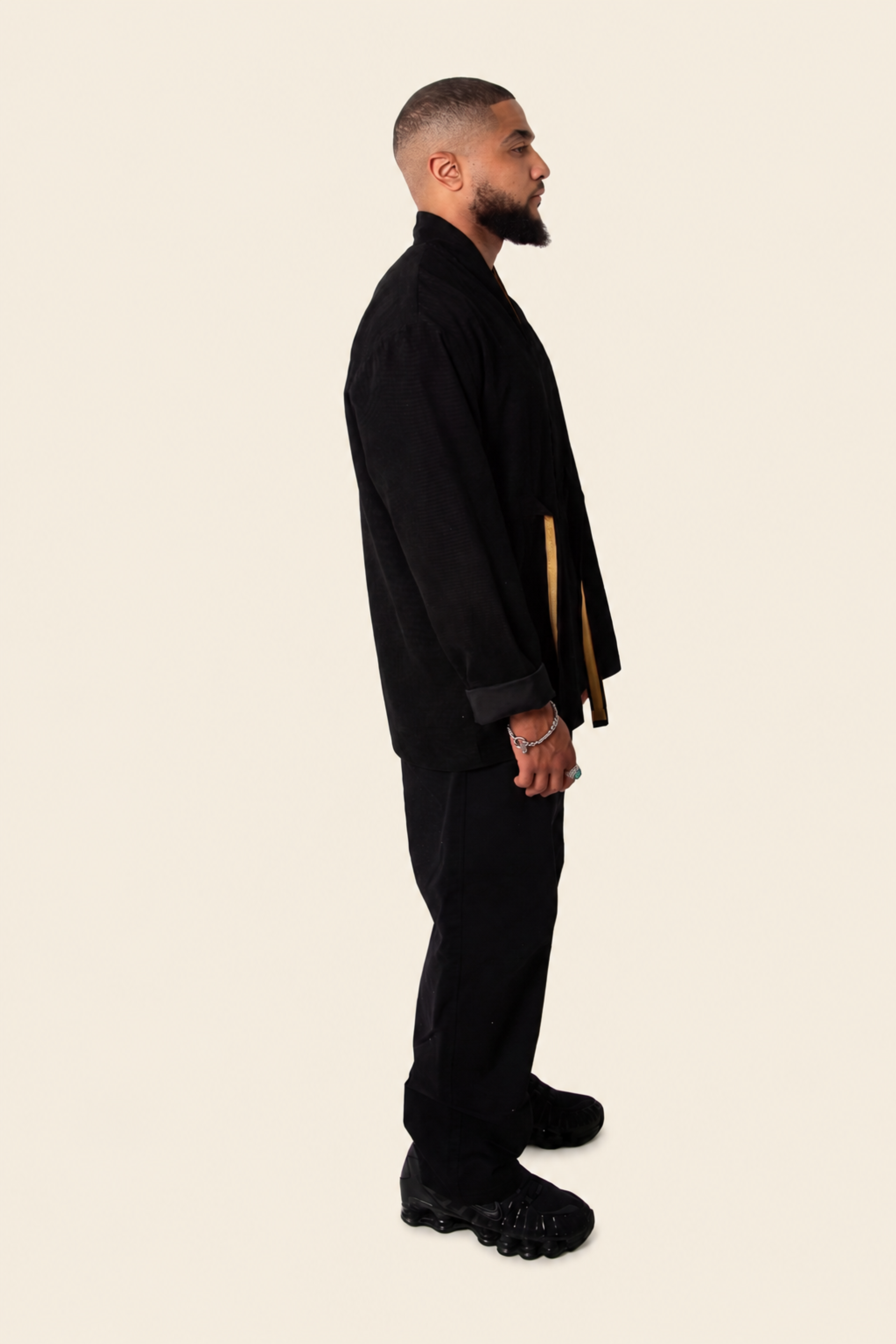 Model wearing BOW BATA overshirt