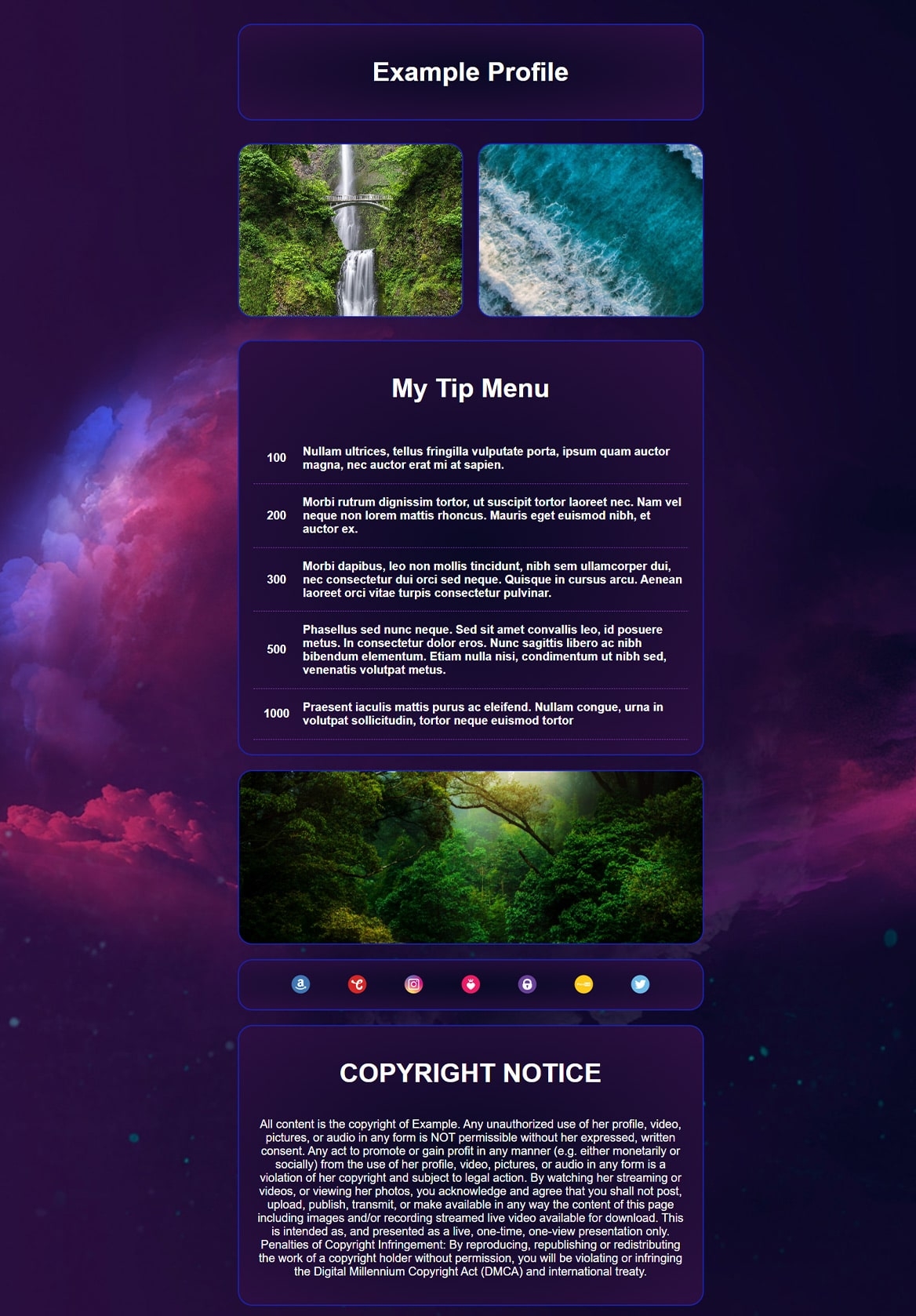 Purple Space theme with universe background
