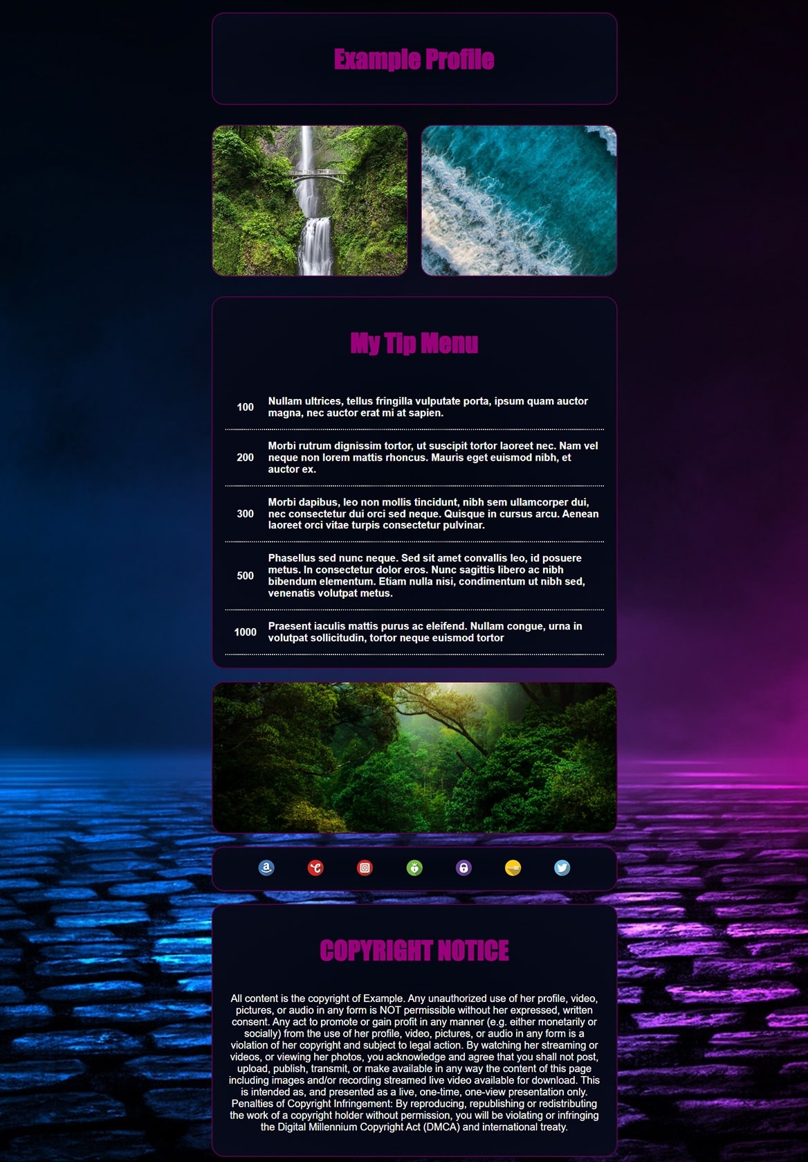 Dark Street theme with blue and purple background