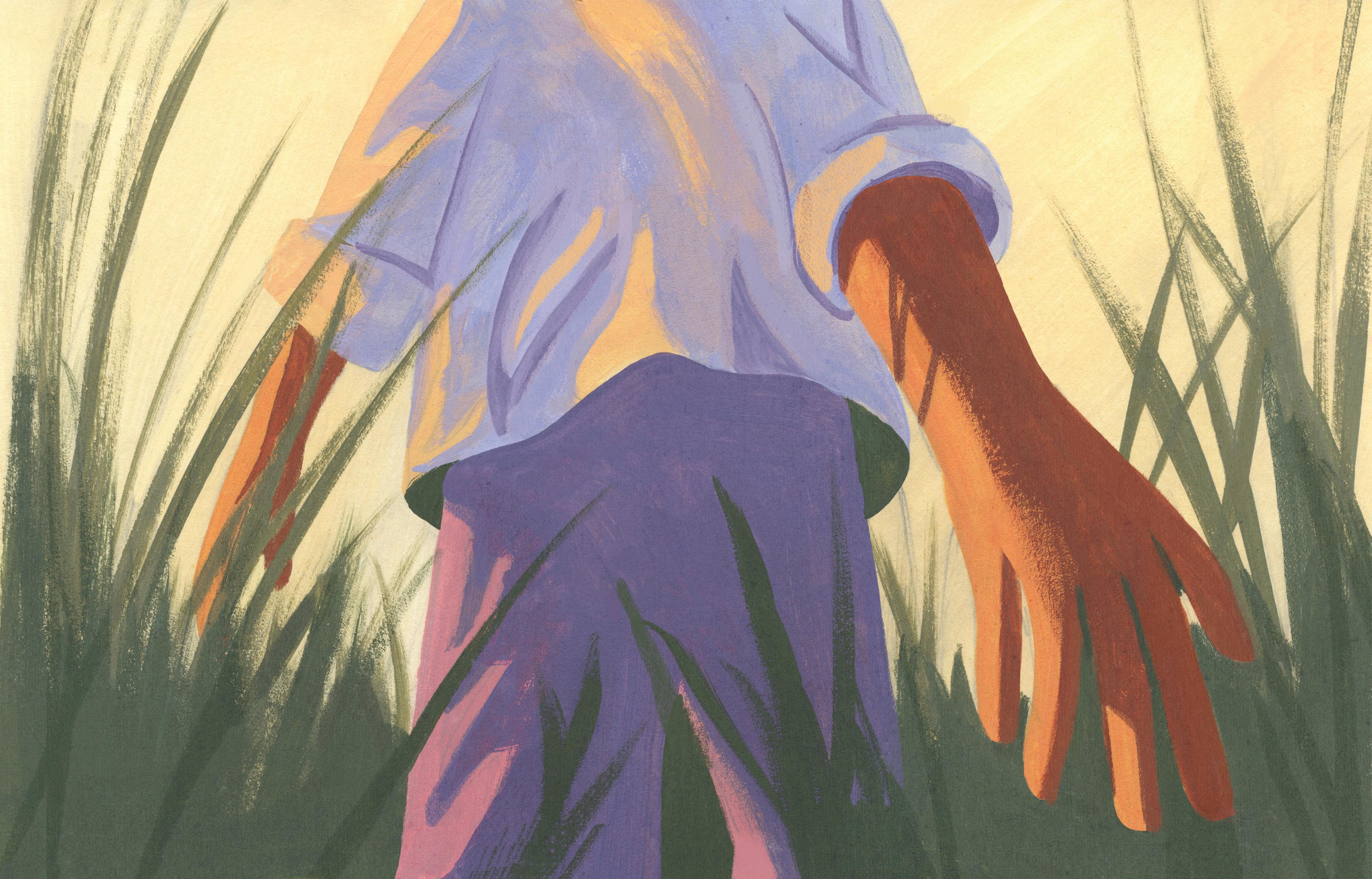 Pastel drawing of a person standing in a field of tall grass | Meridian