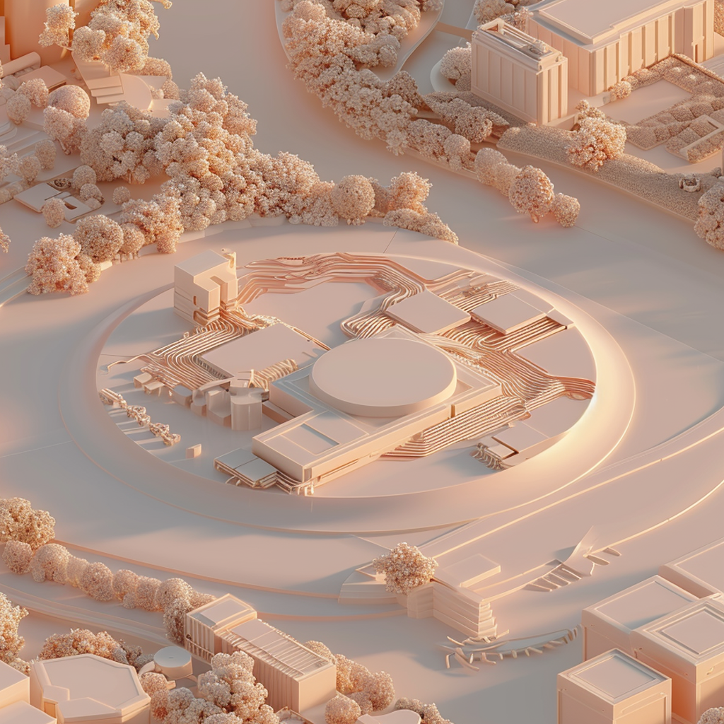 AI-generated graphic of 3d rendered a Massive silicon valley AI chip that serves as a landmark akin to a historical monument, highlighting the monumental scale of the funding request and its potential impact on shaping the future | Sam Altman's Silicon statecraft | Meridian by Mercury