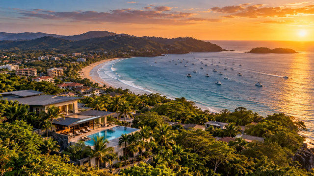 Inversión inmobiliaria en Guanacaste, Costa Rica, con propiedades residenciales frente al mar y desarrollo turístico en la costa del Pacífico