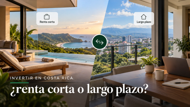 Renta corta vs. alquiler a largo plazo en Costa Rica: comparación de propiedades para inversión inmobiliaria.