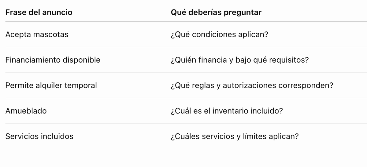 Condiciones importantes explicadas de forma ambigua