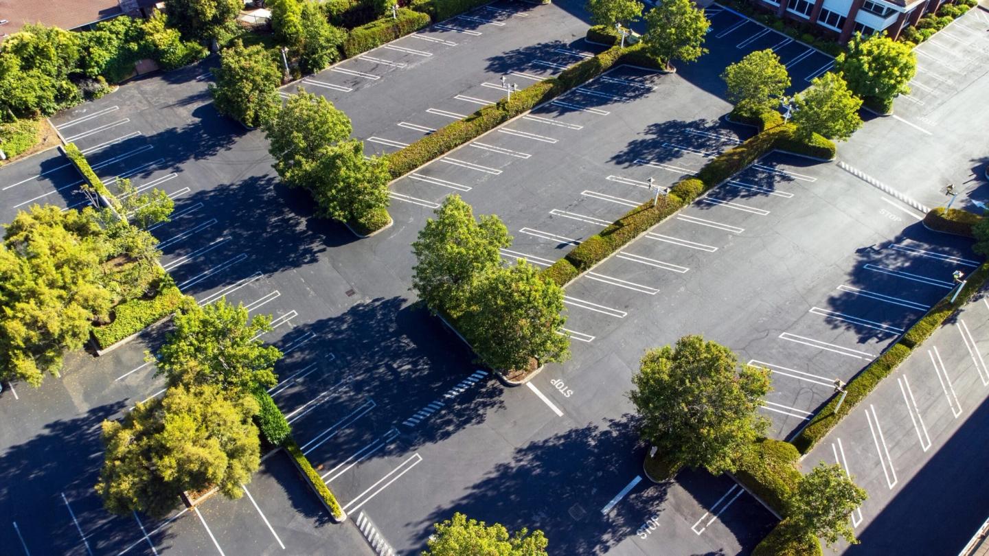 Aerial view of commercial parking lot