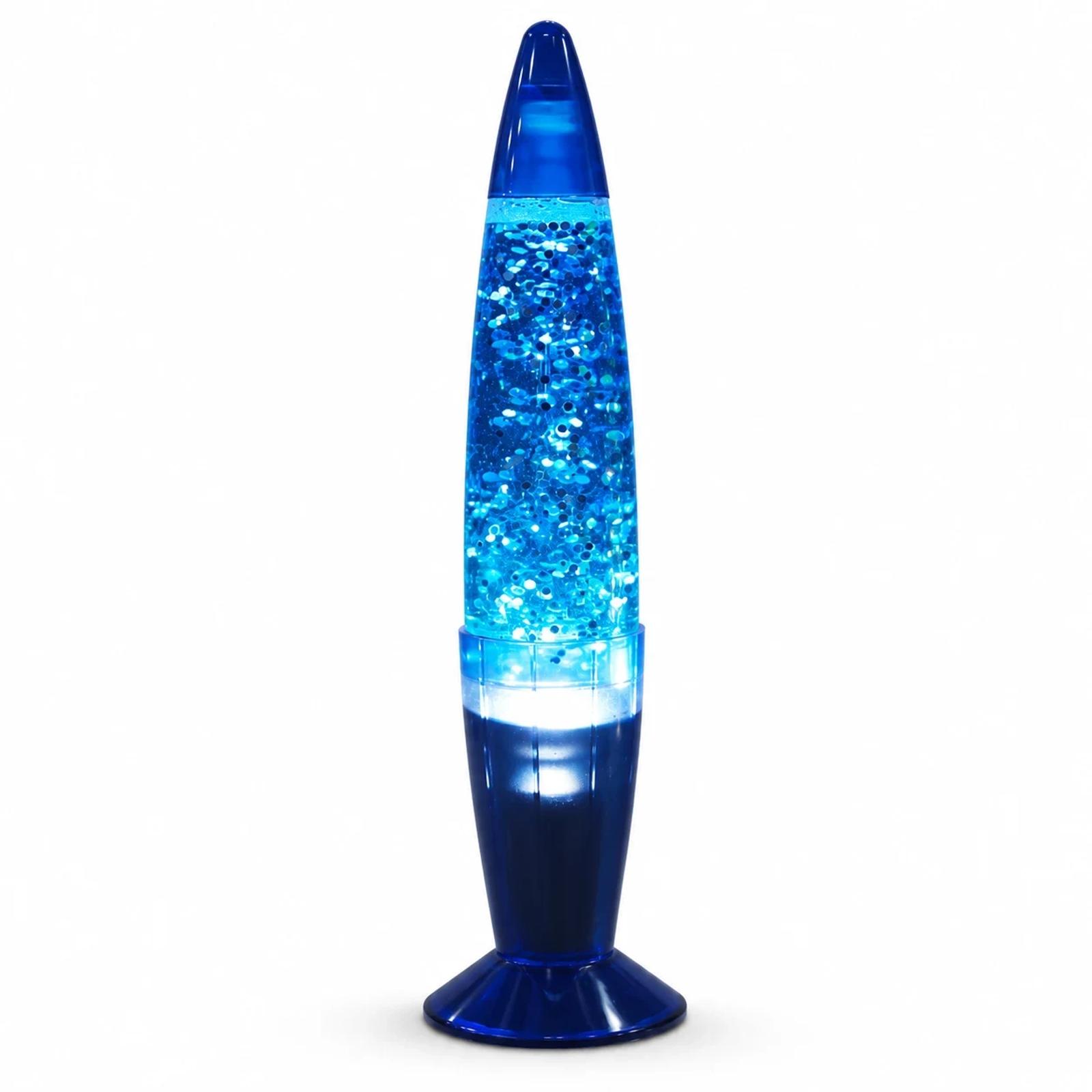 MX-3022 blue plastic glitter lamp product view with transparent body and blue base