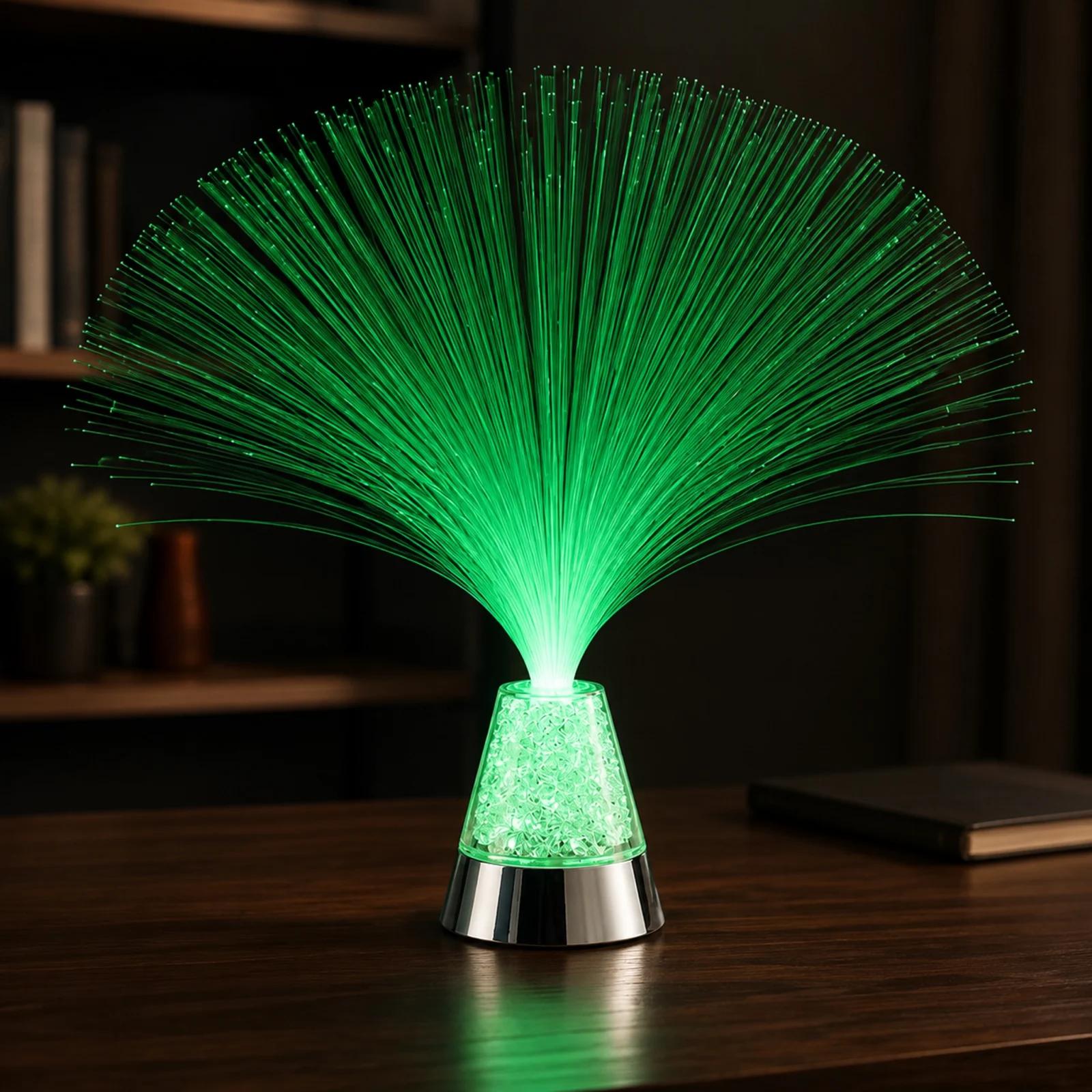 MX-1020 fiber optic table lamp glowing green on a study desk
