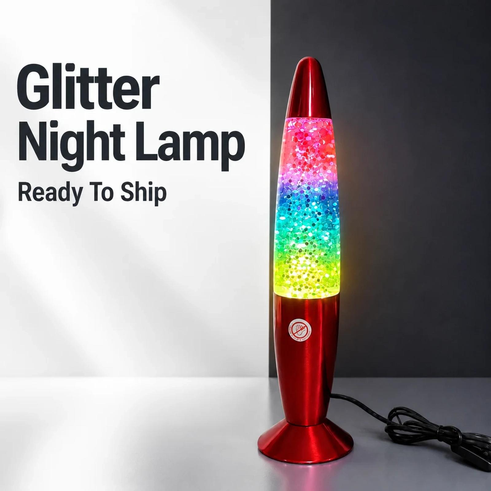 MX-3013C glitter lava-style decorative lamp showing multicolor flowing glitter light effect