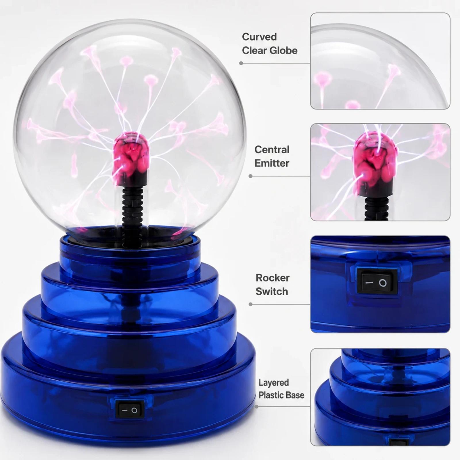 Close-up style product image for MX-7011 plasma ball light showing globe, base, and structural details.