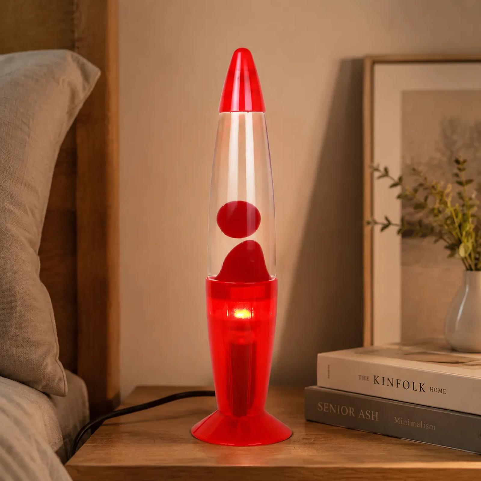 MX-3021 rose red lava lamp displayed in a home decor setting.