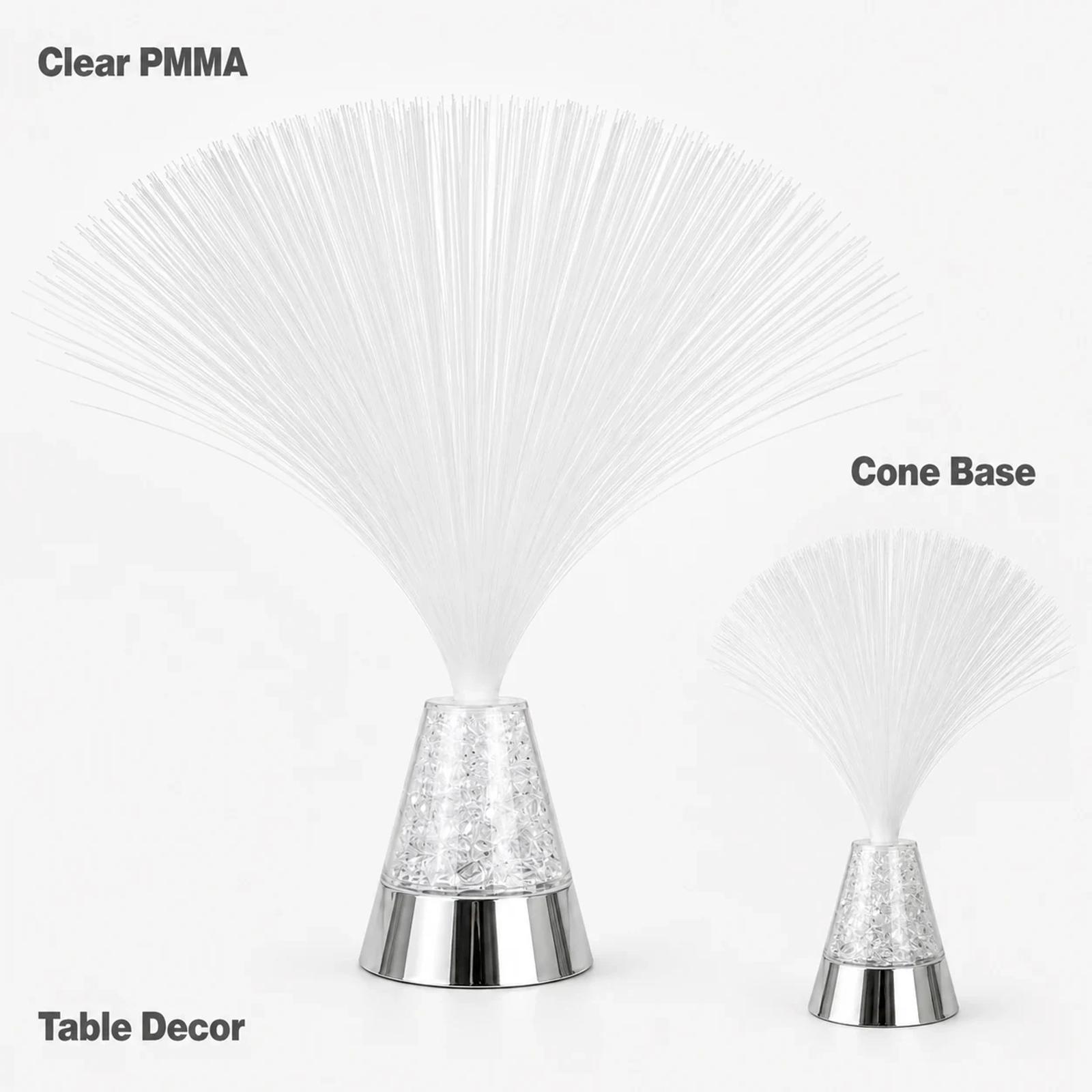 MX-1012 13 inch LED fiber optic table lamp with clear crystal-style base for room and event decor
