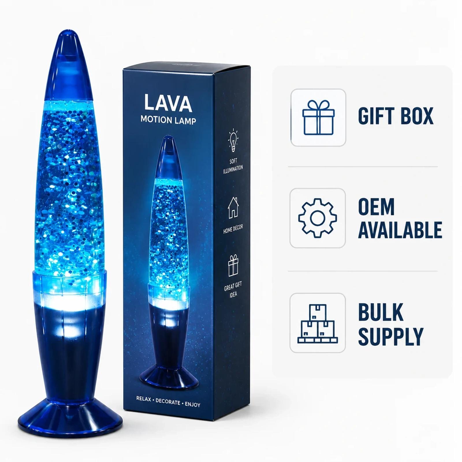 MX-3022 plastic glitter lamp packaging and wholesale supply presentation