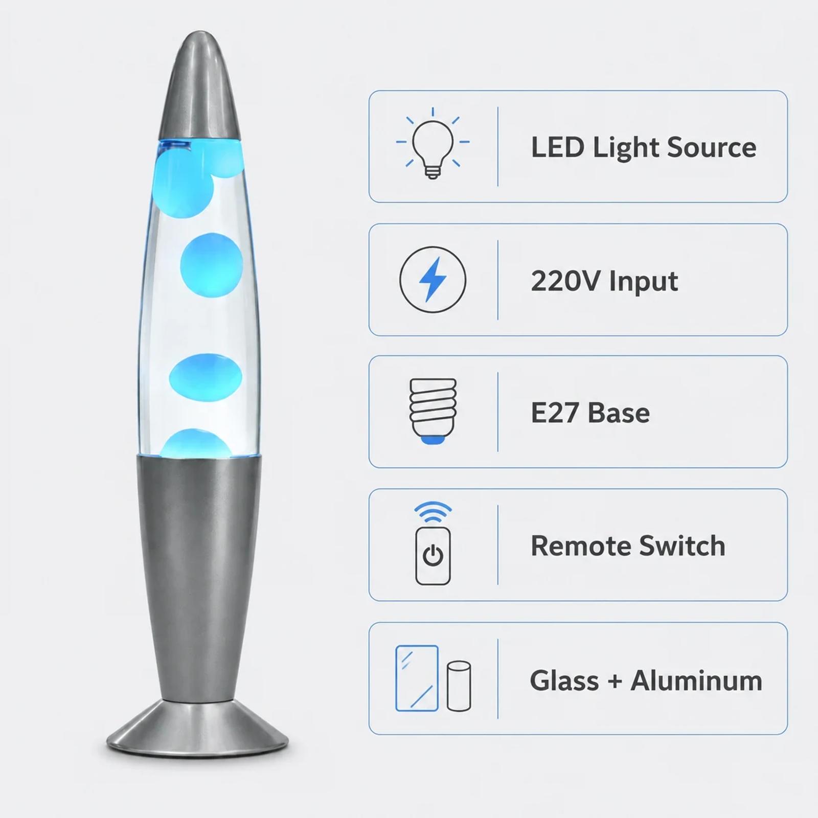 Function overview image for MX-3011L LED color changing lava lamp with remote dimming direction