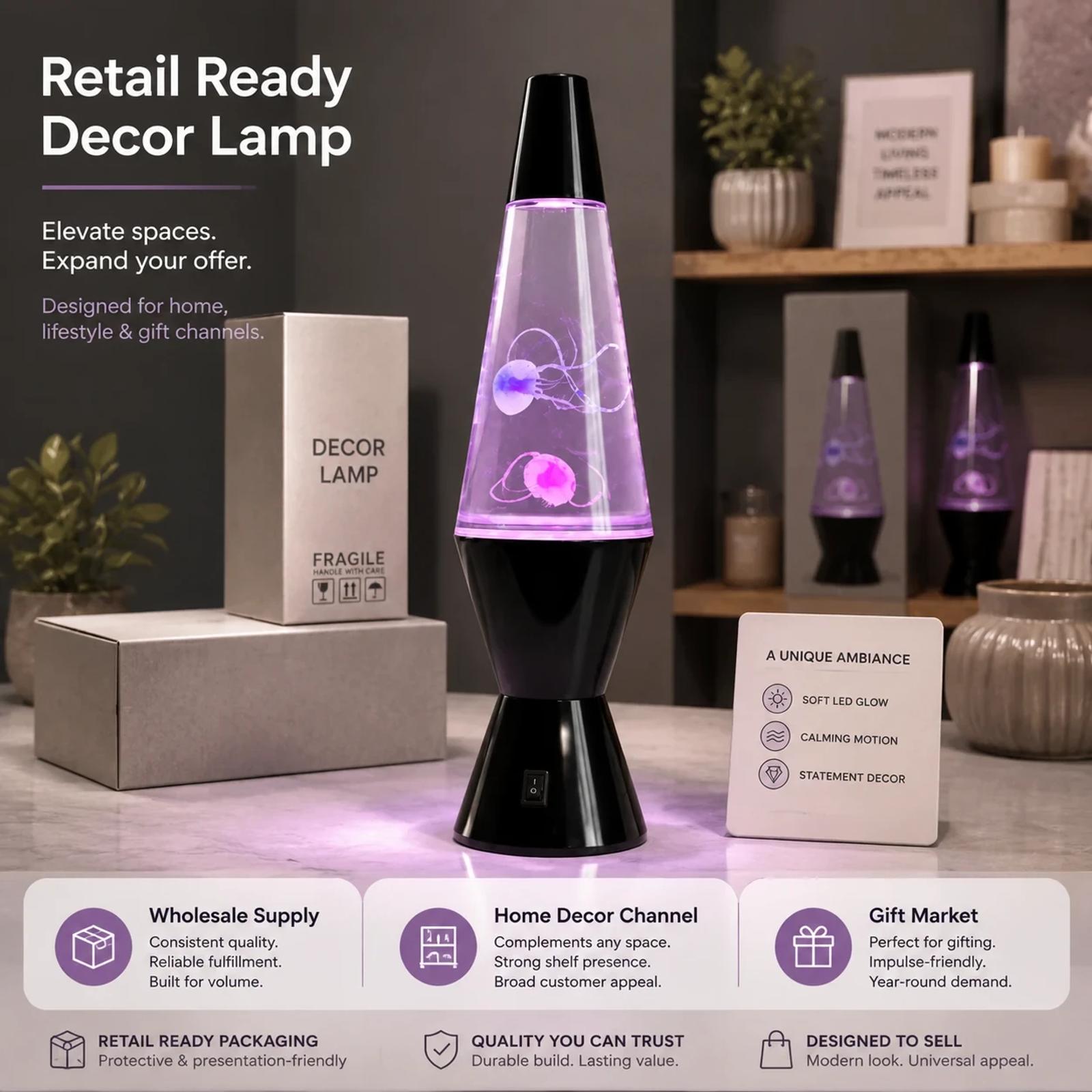 MX-5013Z retail ready jellyfish decor lamp display with color box style packaging for wholesale buyers