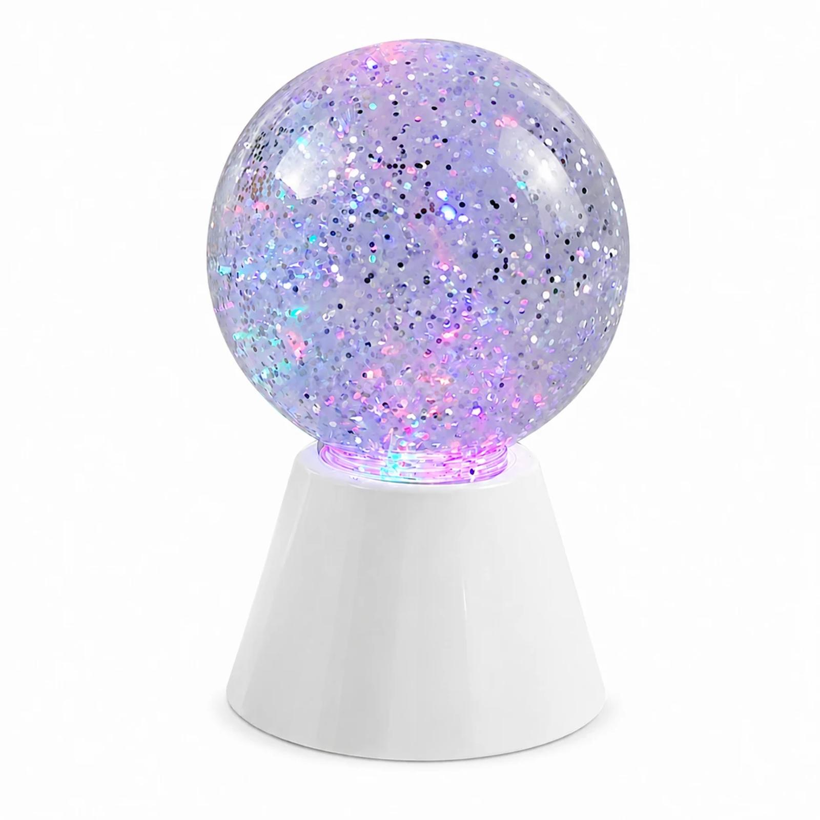 MX-3100G LED glitter ball lamp front product view with white base and clear globe