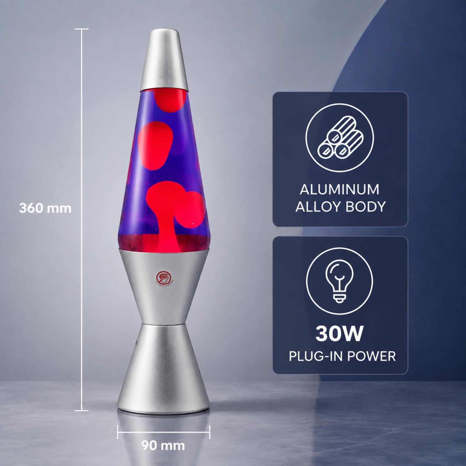 MX-3027 aluminum alloy lava lamp size and 30W plug-in power details