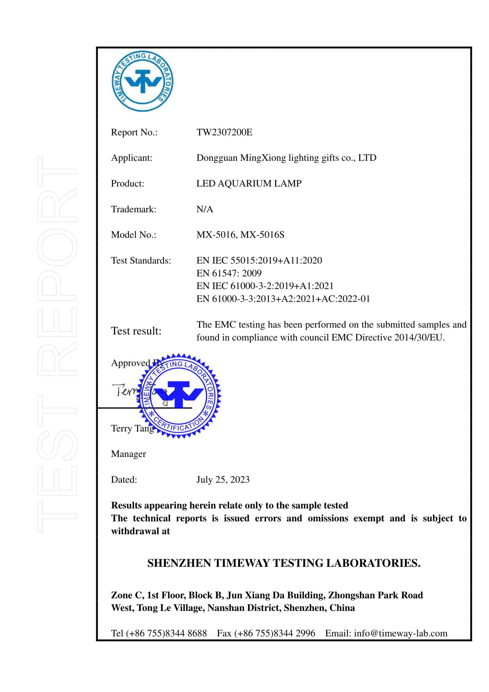 MX-5016 CE certificate key page preview