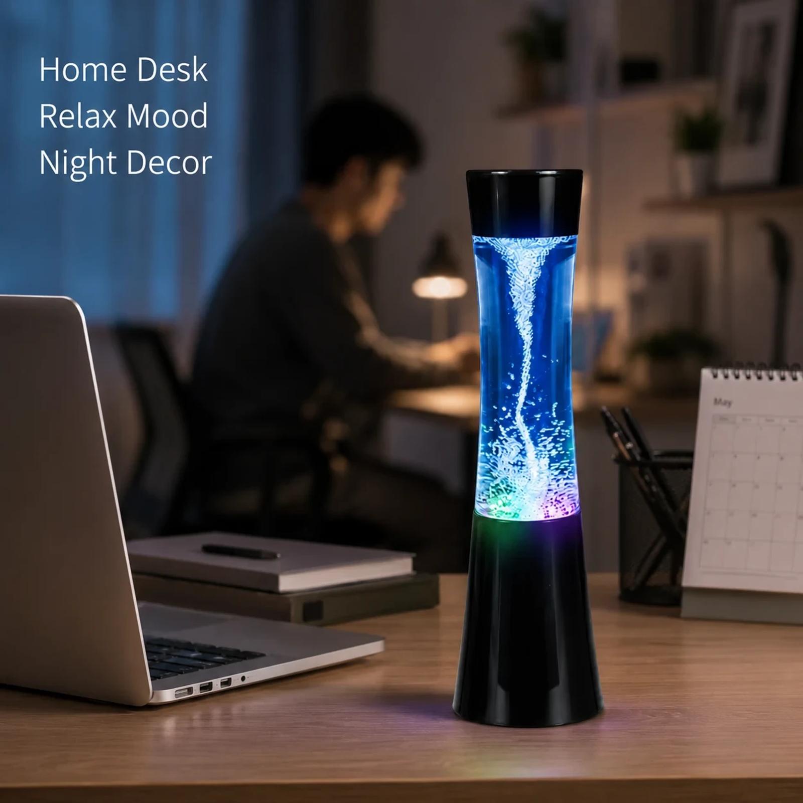 MX-3025T color changing tornado lamp used as bedroom and desk decor