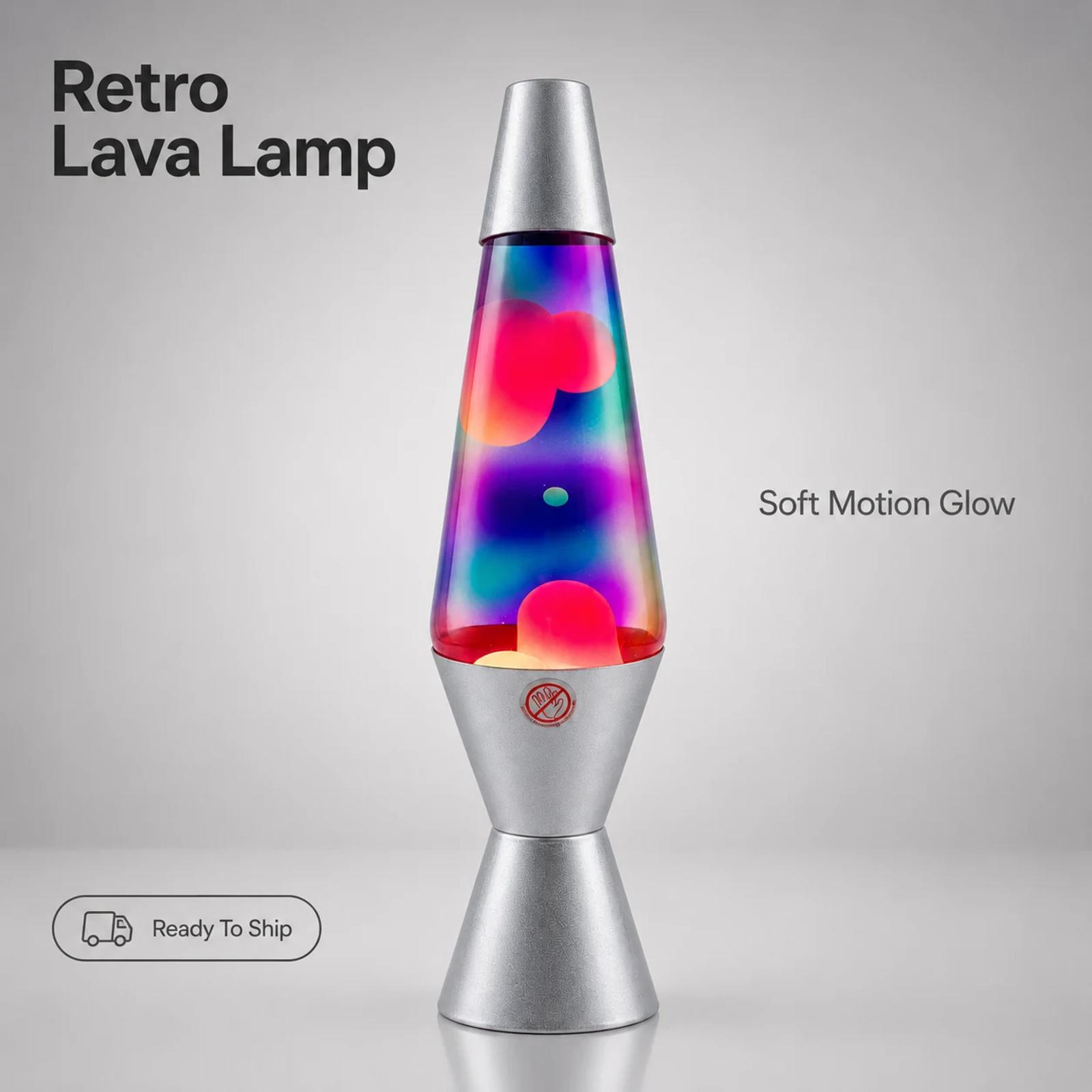 MX-3027C plug-in color lava lamp showing a strong decorative paraffin glow effect for bedroom and home decor use.
