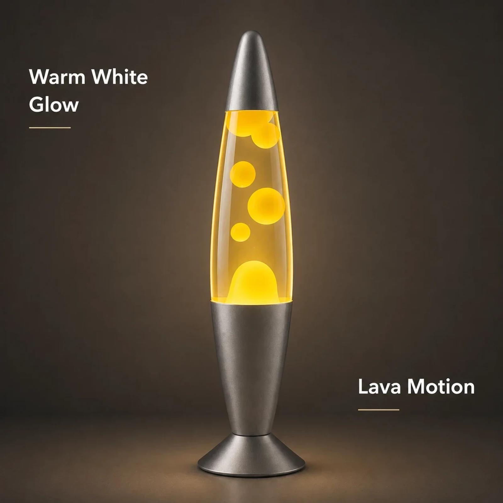 MX-3015C warm yellow lava lamp glowing with visible lava motion for decorative room ambience
