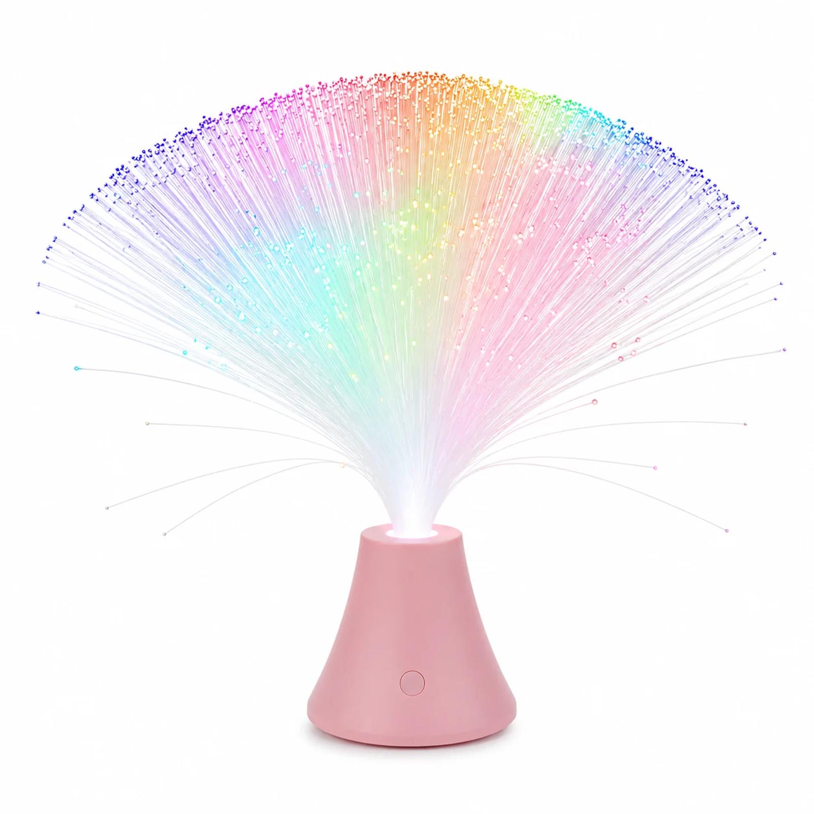 White background product view of MX-1011N pink touch color changing fiber optic lamp.