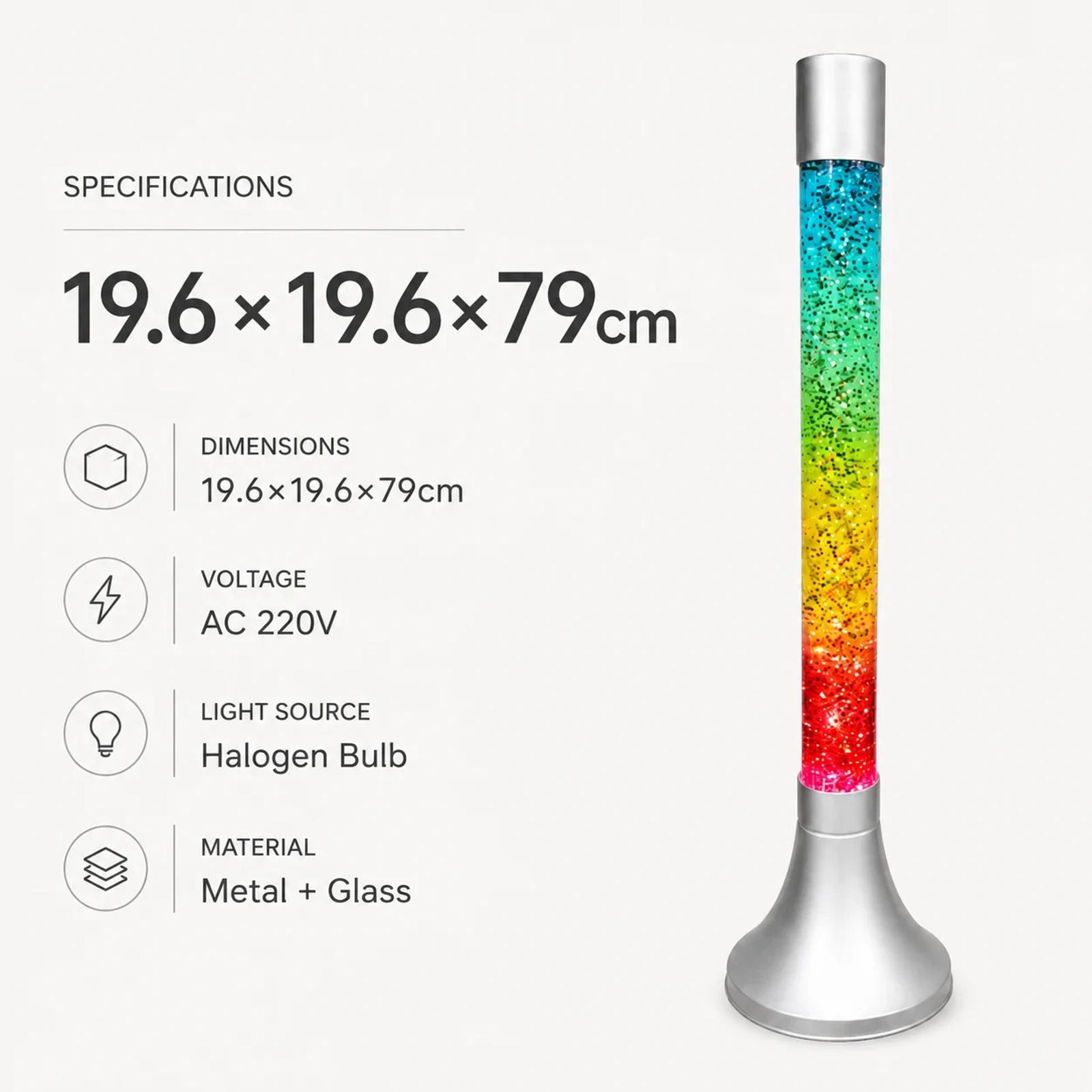 MX-8009 glitter lamp size and dimension detail panel