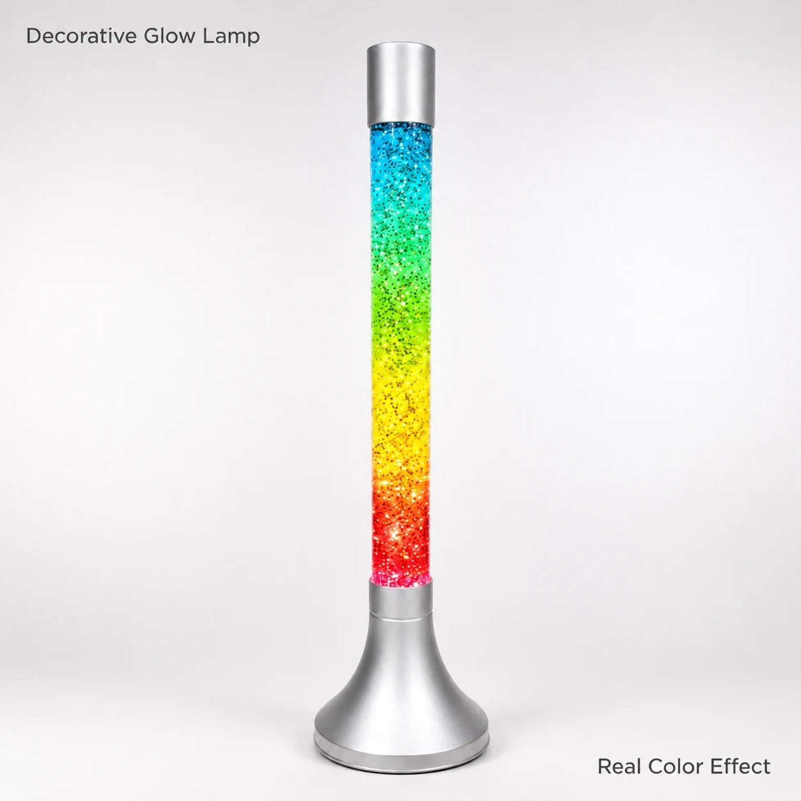 MX-8009 tall glitter display lamp showing colorful glow effect