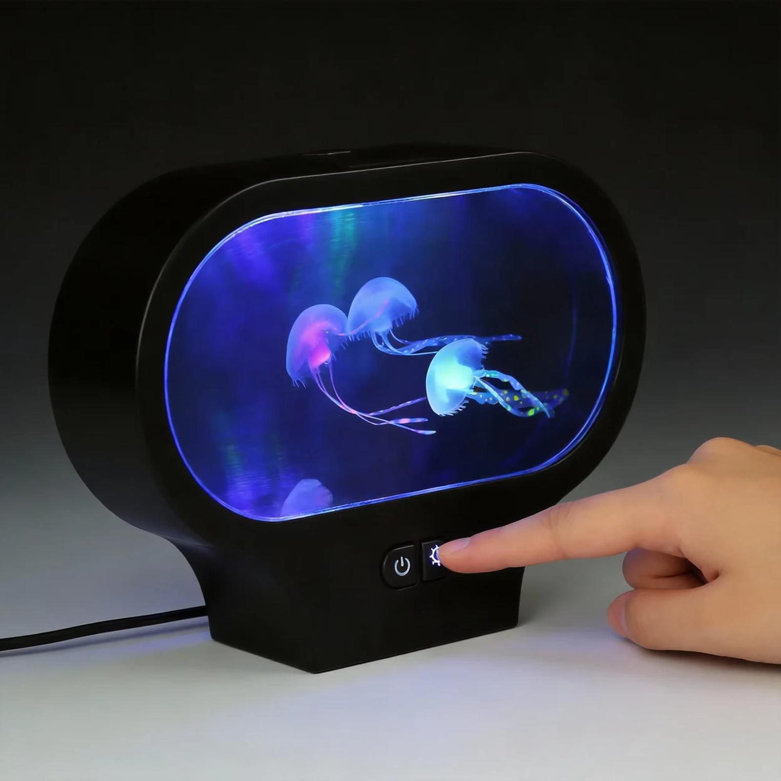 Switch controlled oval LED jellyfish night light with USB Type-C power