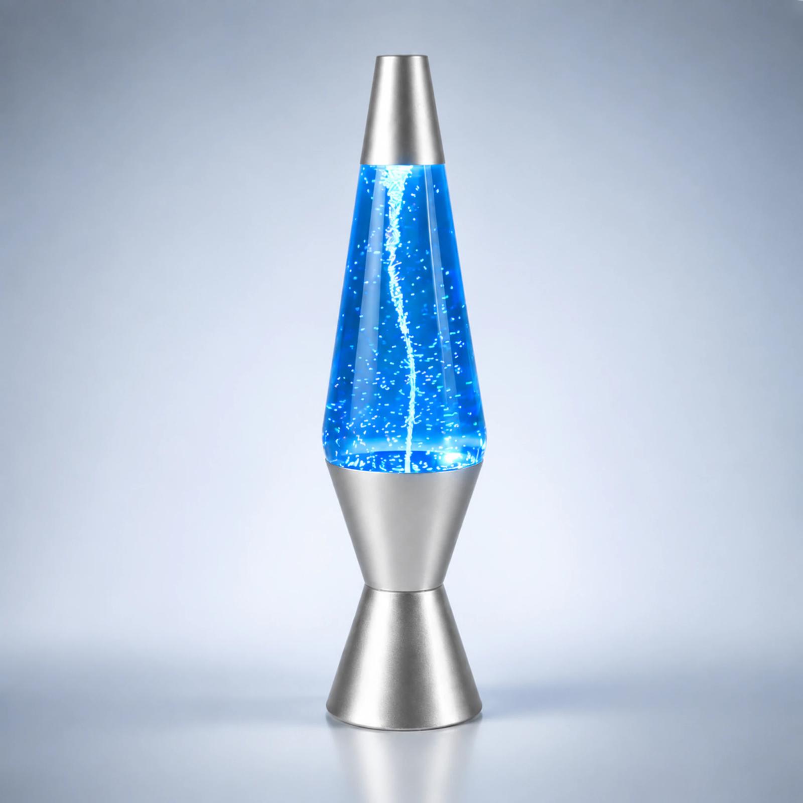 Front view of the MX-3027T silver tornado water vortex lamp glowing ice cyan
