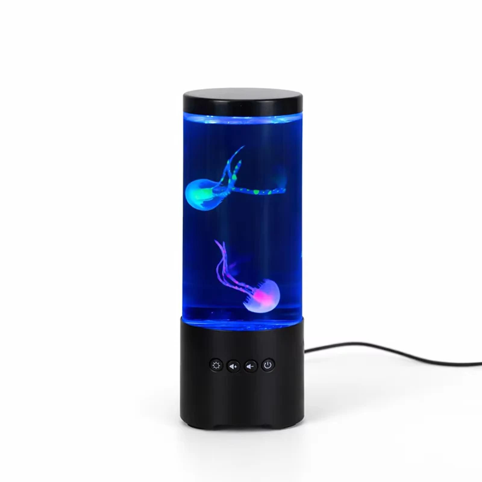 Color changing jellyfish lamp speaker version shown with USB power cable