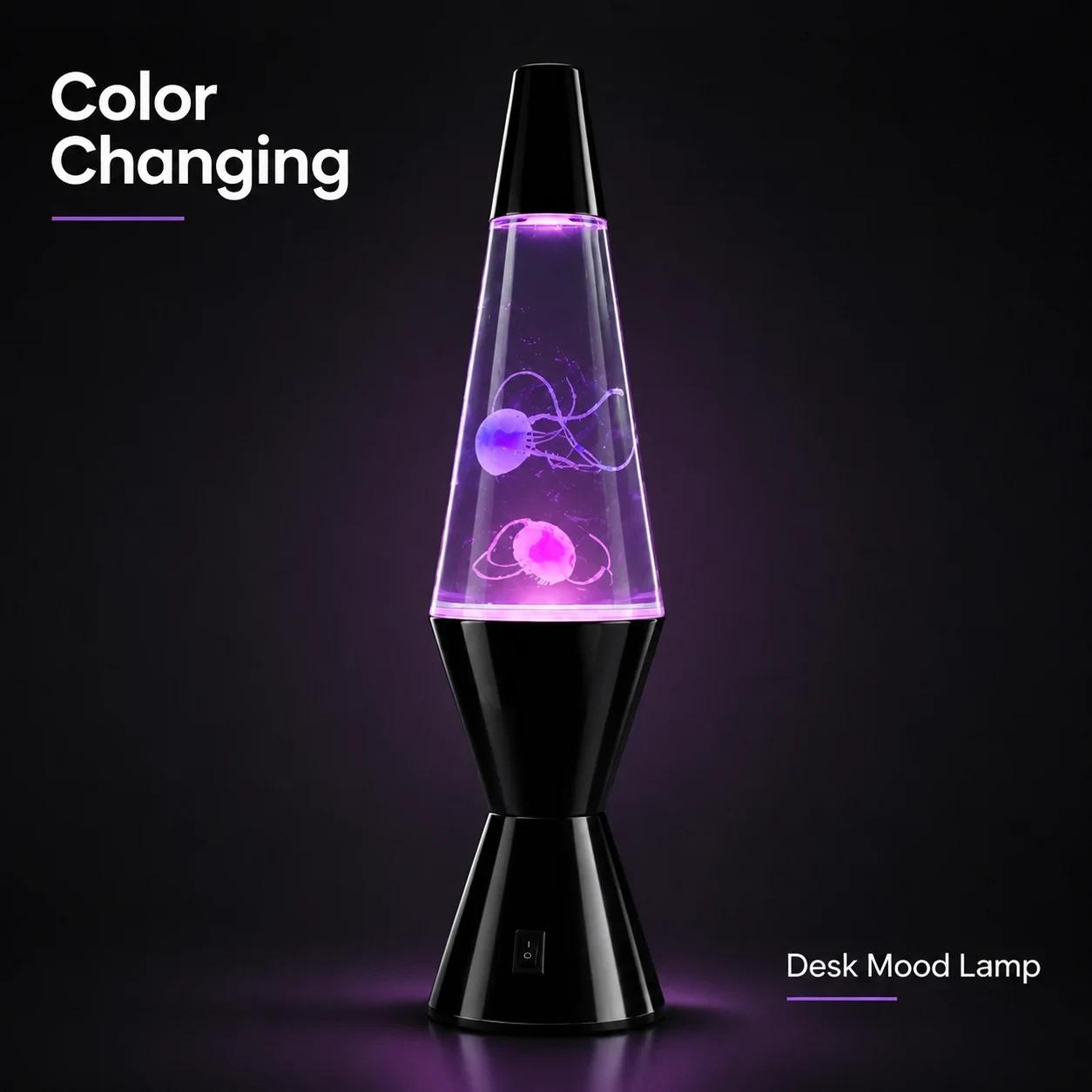 MX-5013Z color changing LED jellyfish night light with soft purple glow for bedroom and desk decor