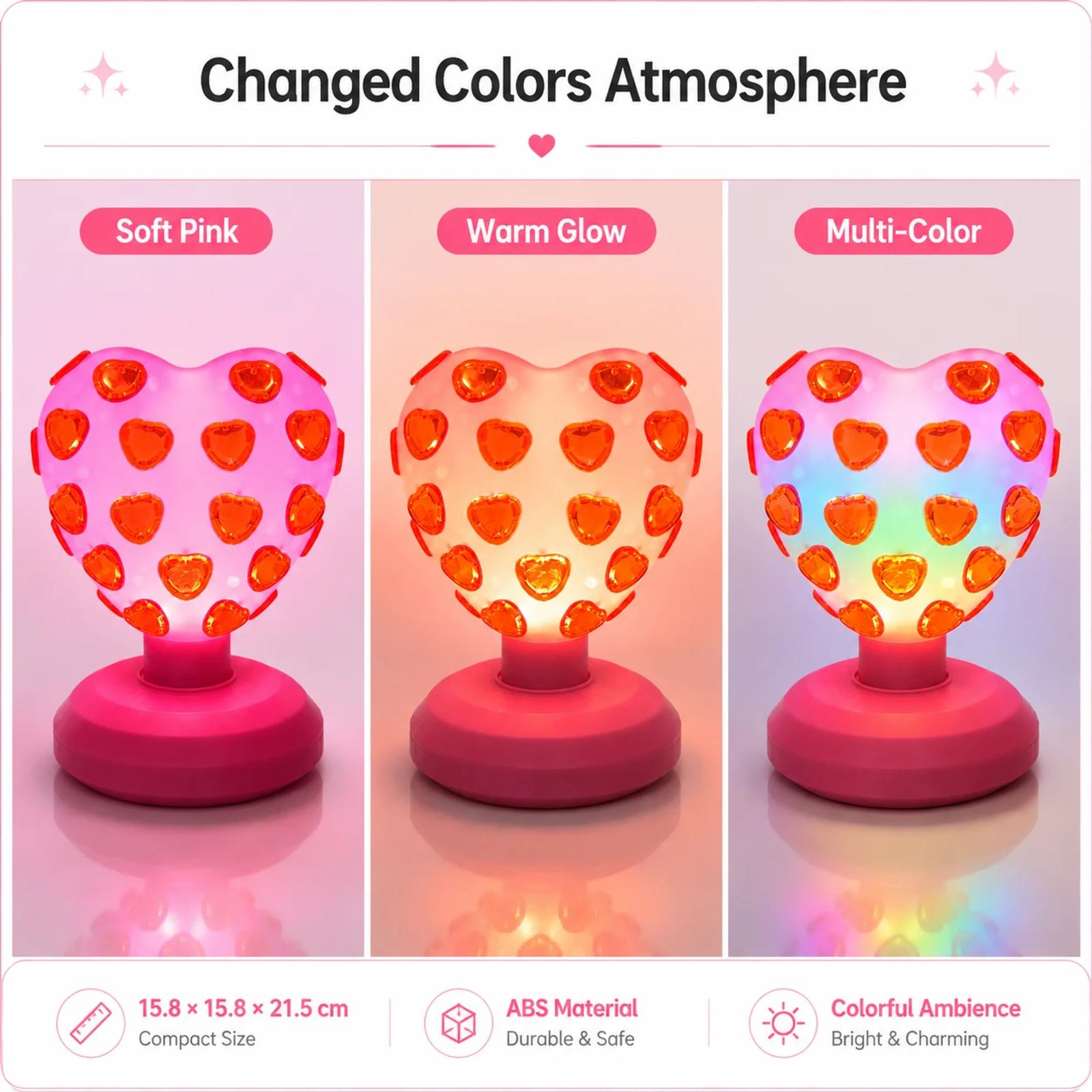 MX-6015H heart disco light showing soft pink, warm glow, and multi-color atmosphere effects.