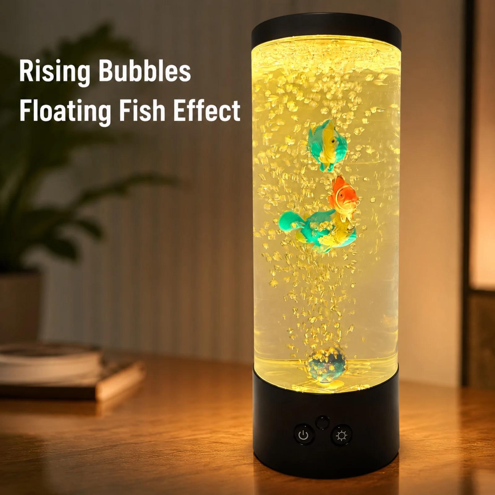 MX-5014B bubble fish lamp detail showing bottom power and color control buttons