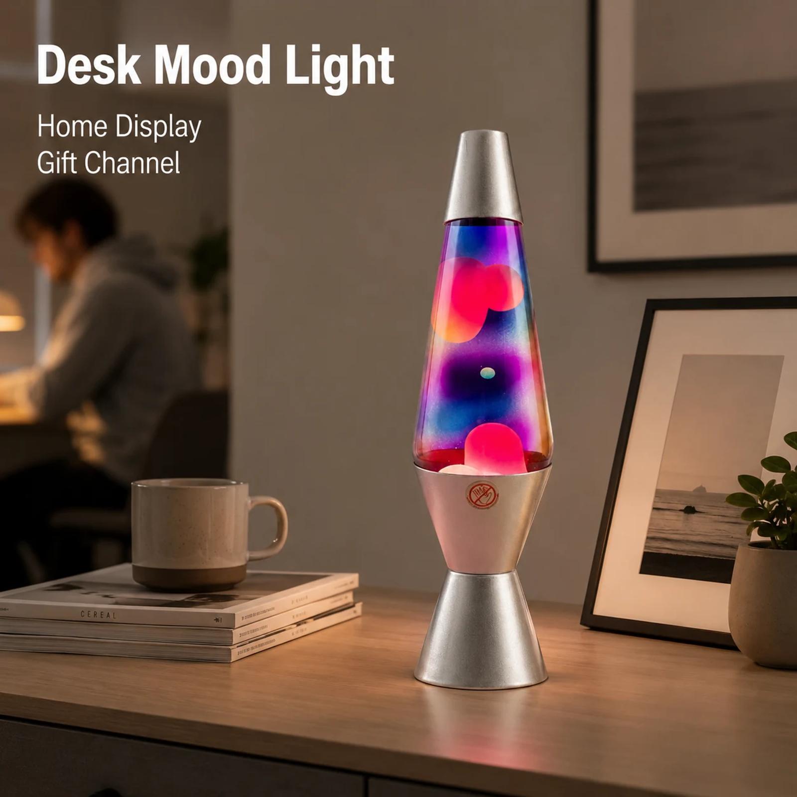 MX-3027C color lava lamp displayed as a bedroom desk atmosphere lamp for home decoration.
