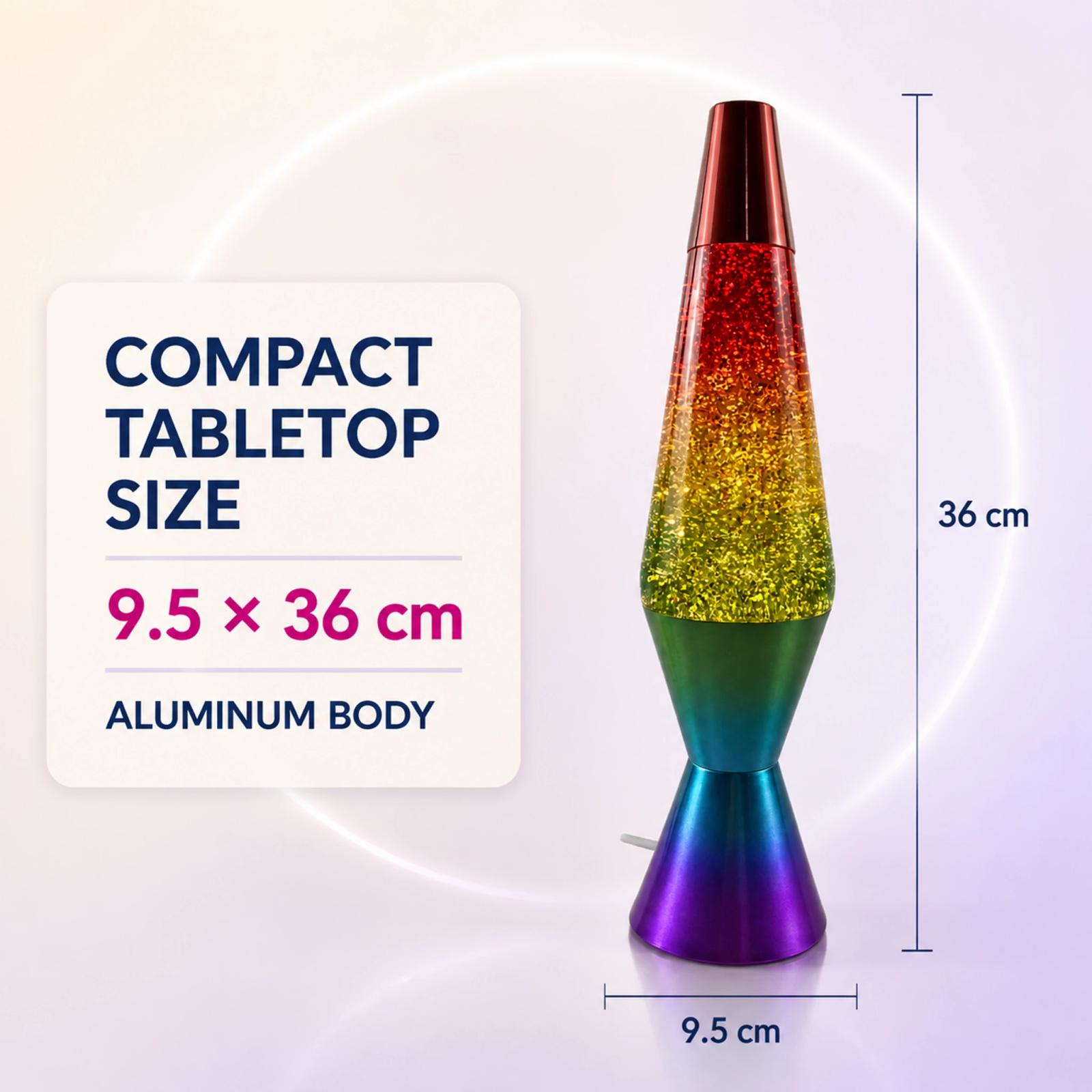 MX-3027A aluminum glitter lamp size image showing 9.5 cm width and 36 cm height