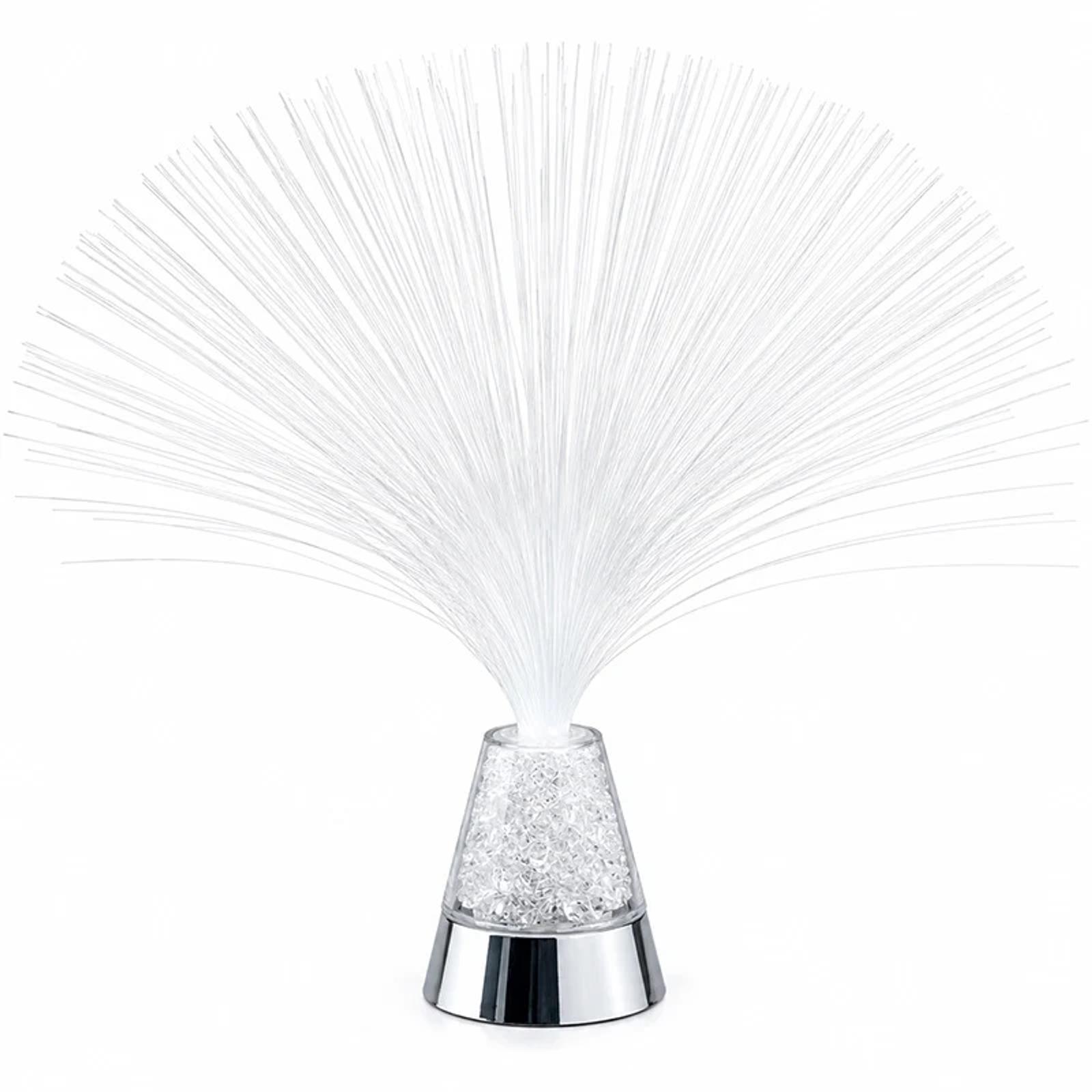 MX-1020 fiber optic table lamp with clear crystal-look base on a white background