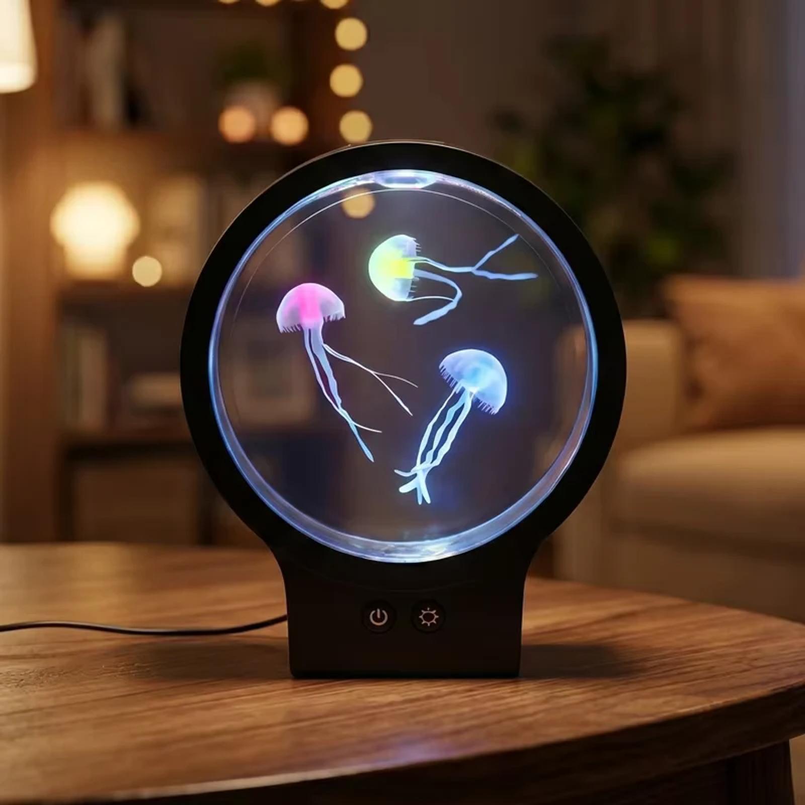 Round color changing LED jellyfish lamp for living room desktop decoration