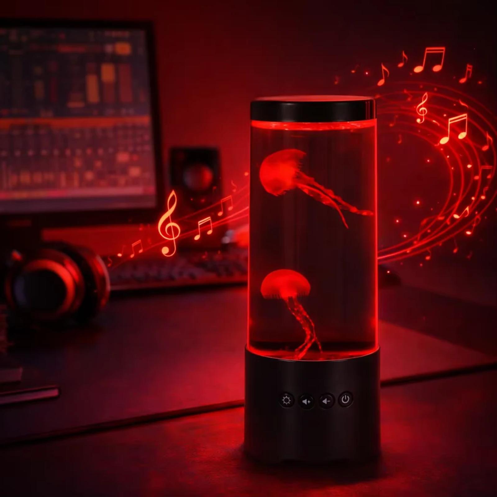 Red RGB jellyfish speaker light for music themed desktop and room decor