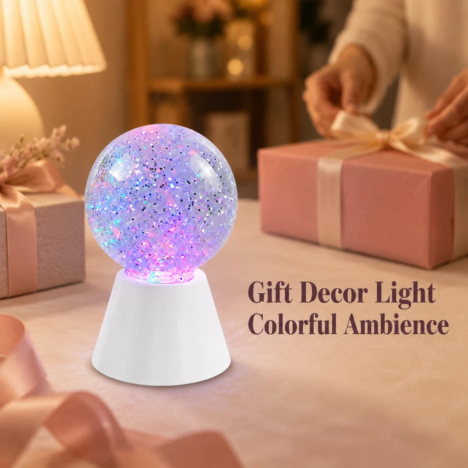 MX-3100G glitter ball lamp used as a colorful gift decor light with warm indoor ambience