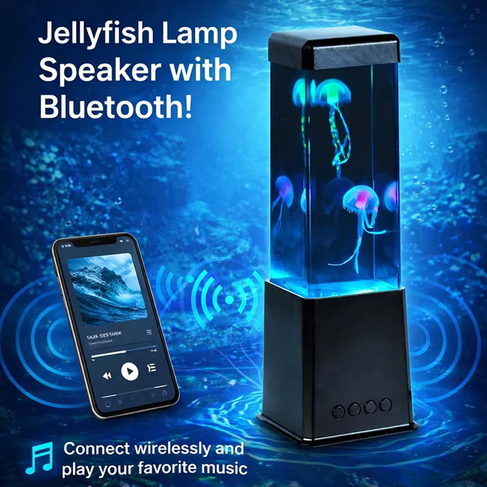 MX-5013D Bluetooth jellyfish aquarium speaker lamp with blue RGB water effect