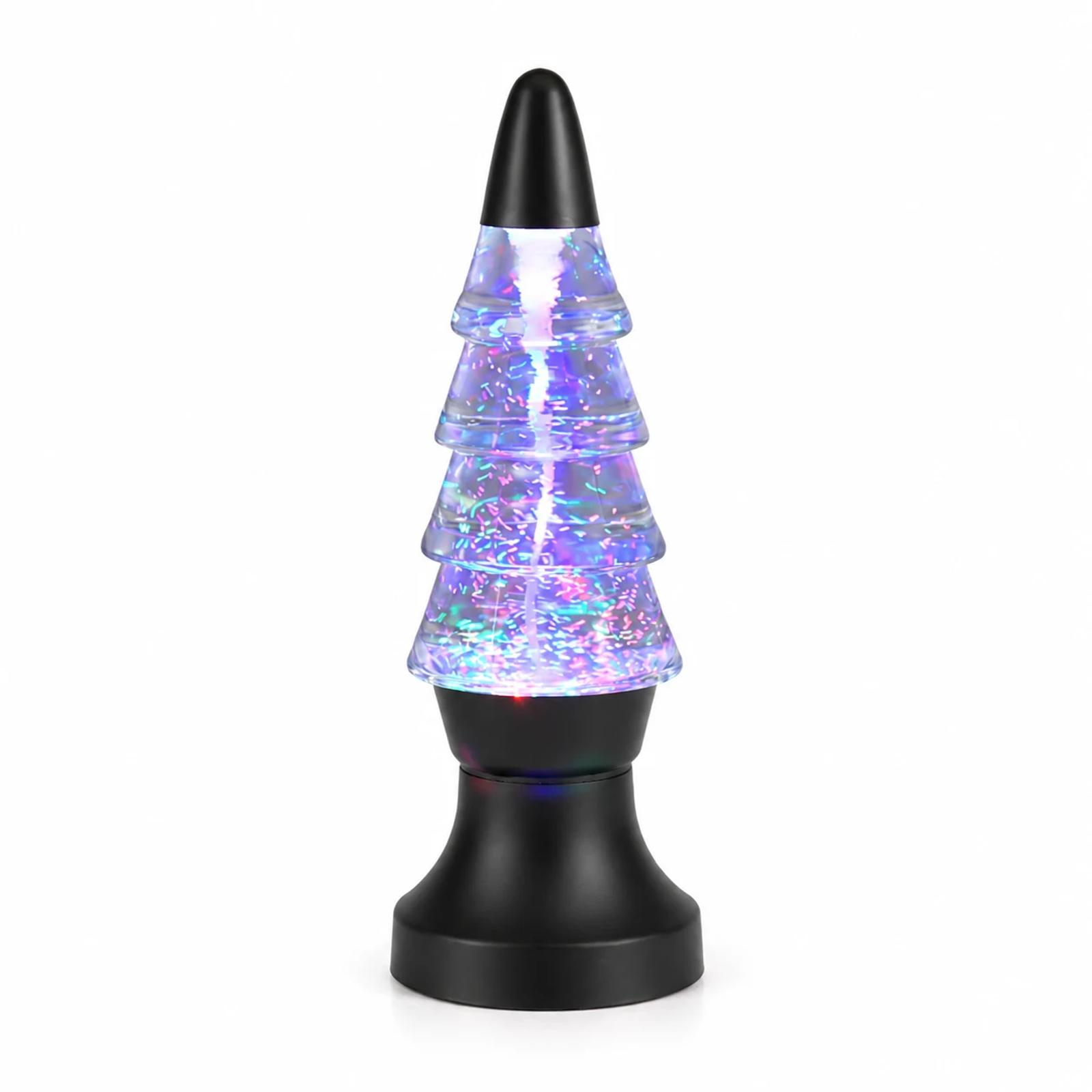MX-3020T Christmas tree tornado lamp product view with transparent water vortex body and black base