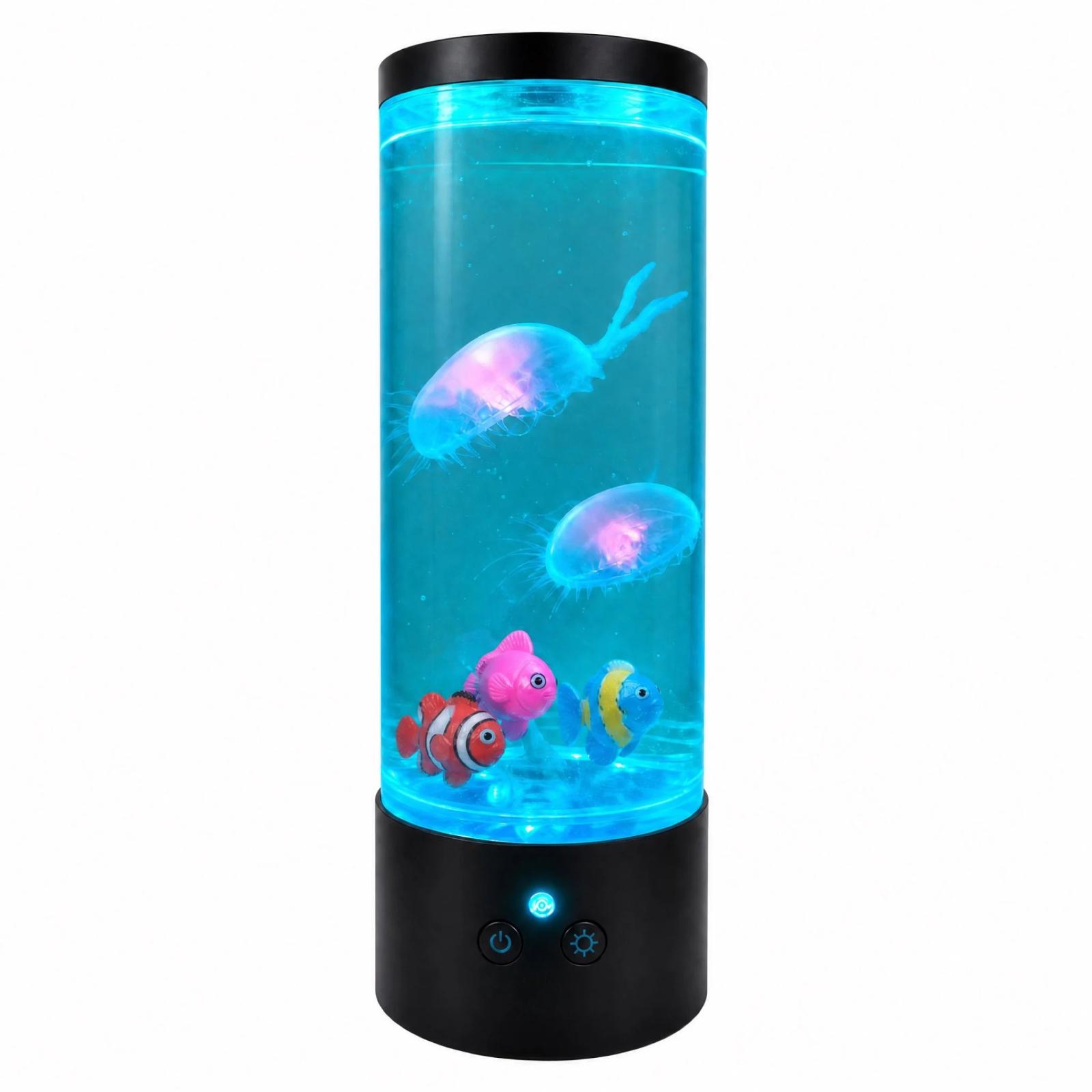MX-5014F jellyfish and fish aquarium mood lamp on a white background