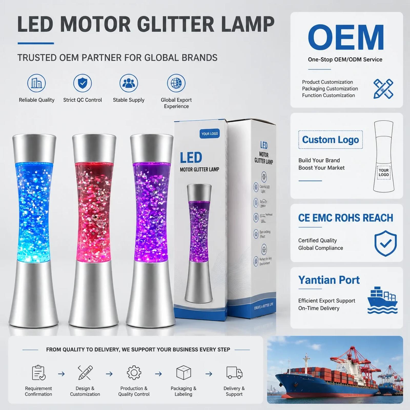 MX-3126U USB glitter lamp wholesale packaging and bulk supply support image.