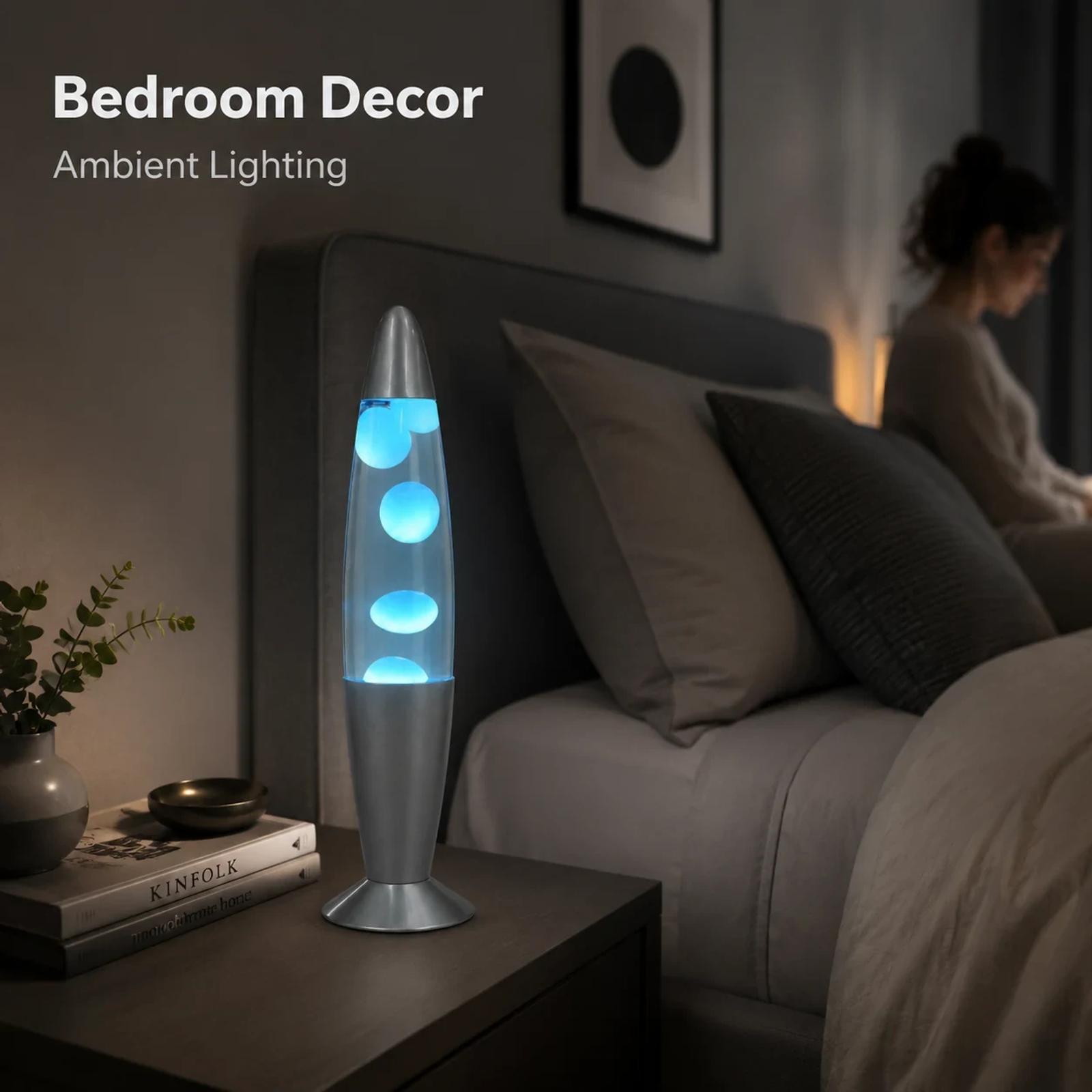 MX-3011L LED lava lamp used as a colorful bedroom and tabletop mood light