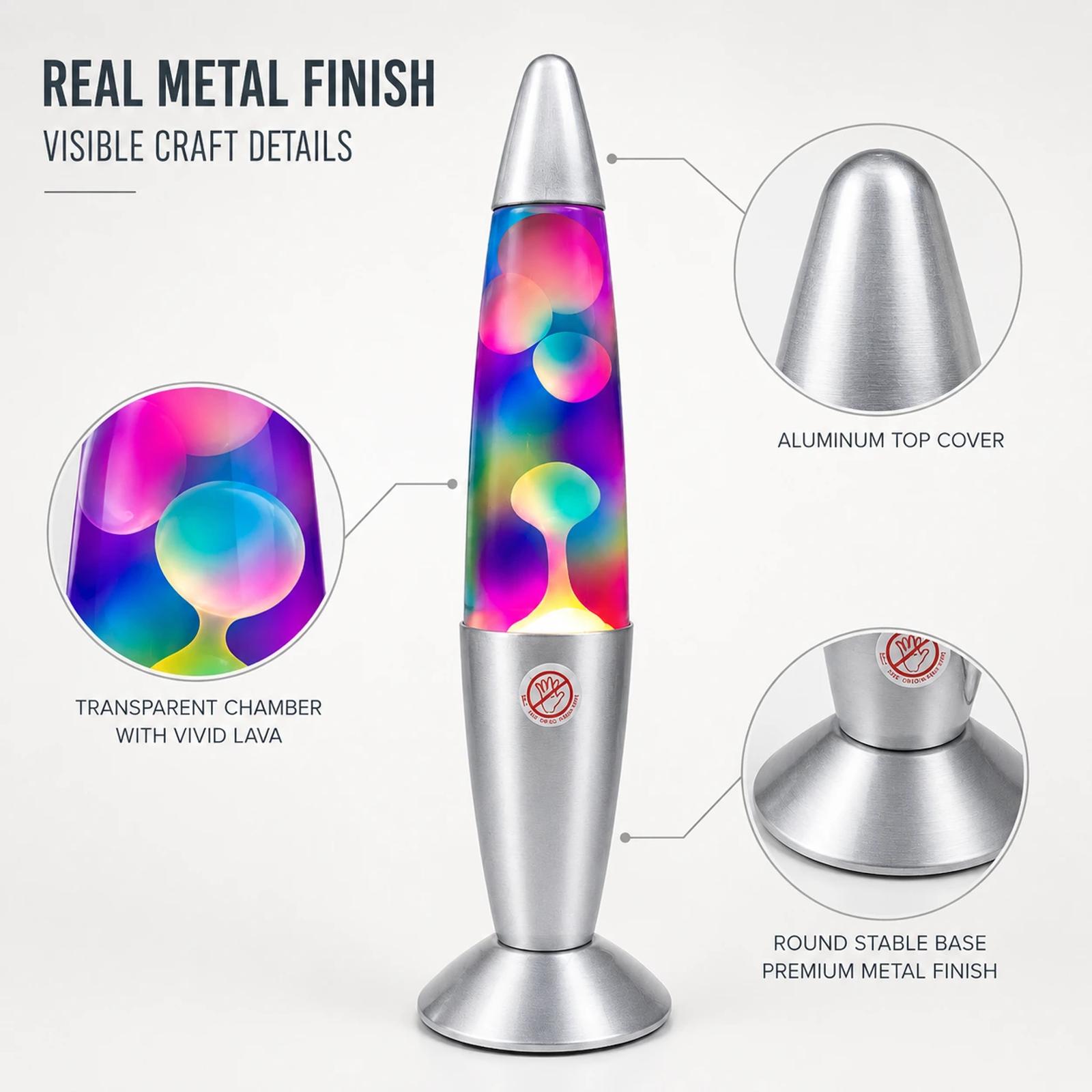 Structure and material detail view of MX-3011C aluminum lava lamp for decorative-light buyers.