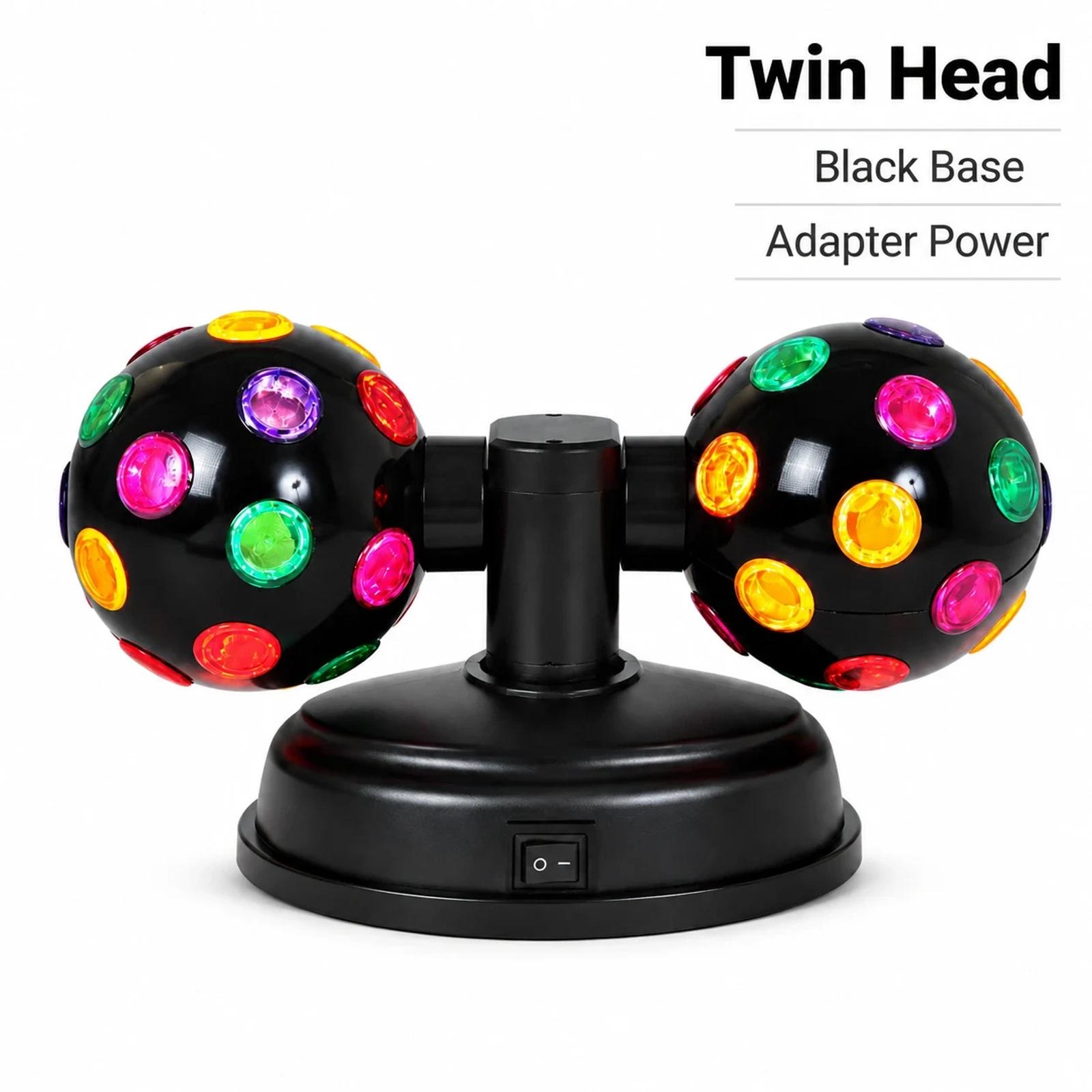 Complete product view of MX-6021 twin disco ball decorative party light with dual lens-ball design