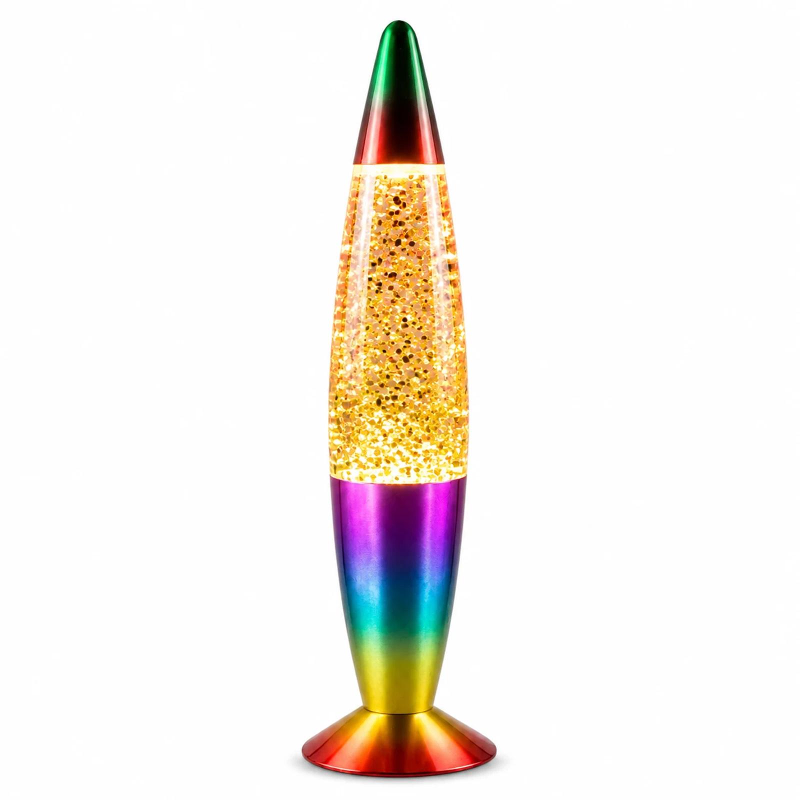 Full MX-3016R glass glitter night light on a clean white background showing the gradient body and lamp shape